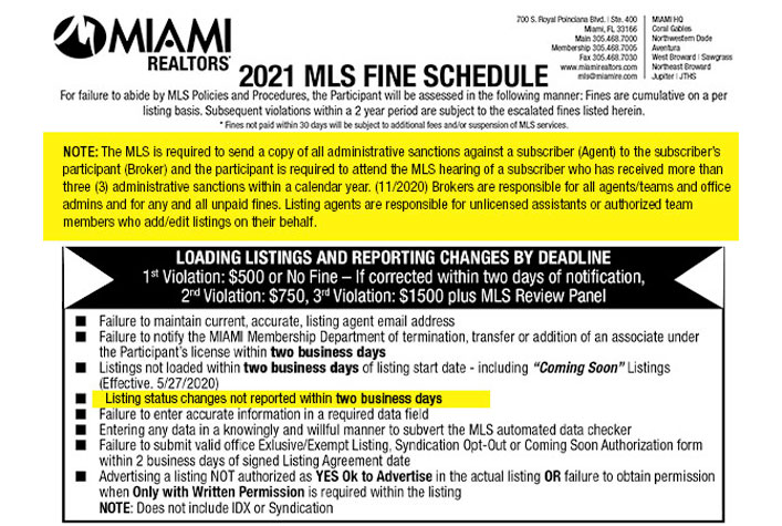 MLS Fine Schedule