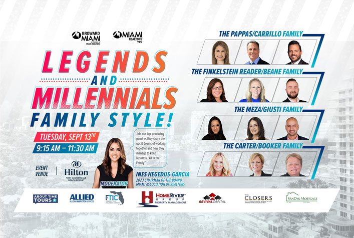 Broward Legends & Millennials – Family Style. Tuesday, September 13th. Hilton Fort Lauderdale Beach Resort, 505 North Fort Lauderdale Beach Blvd., Fort Lauderdale, FL 33304