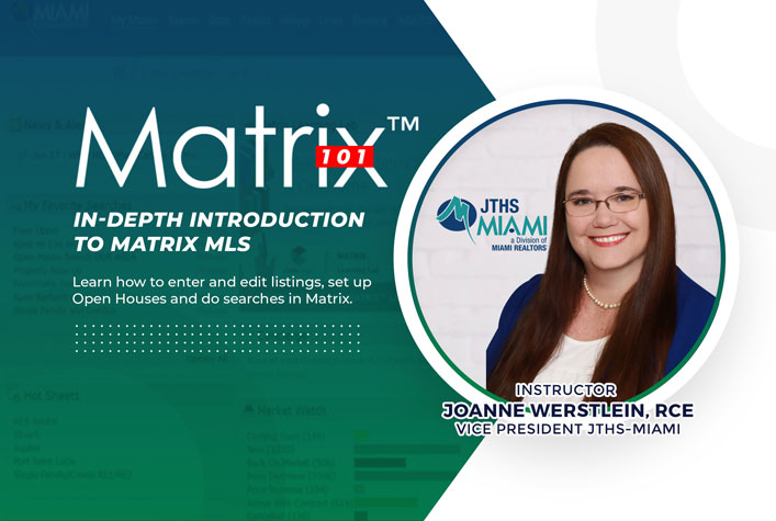 Matrix 101 - Introduction -- IN-DEPTH INTRODUCTION TO MATRIX MLS Learn how to enter and edit listings, set up Open Houses and do searches in Matrix.