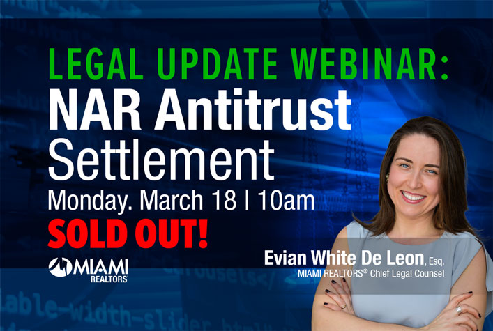 SOLD OUT! ZOOM: Legal Update NAR Antitrust Settlement - March 18 - 10am