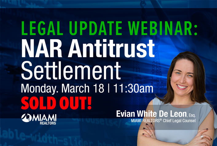 ZOOM: Legal Update NAR Antitrust Settlement -- Monday, March 18 - 11:30am