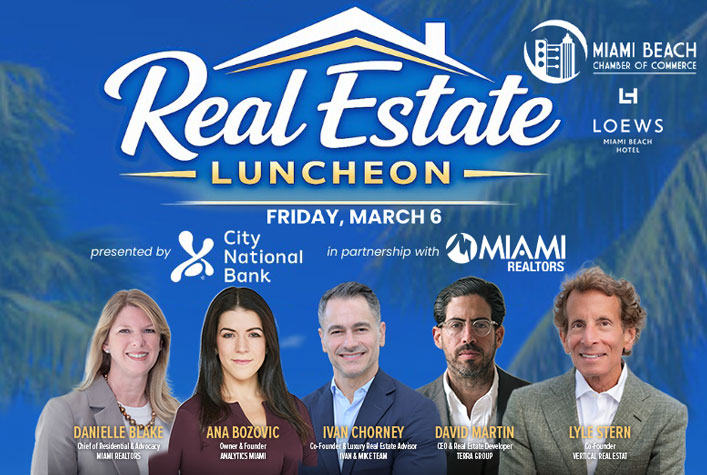 MBCC: 2026 Annual Real Estate Luncheon. Friday Mar 6, 2026 11:00 AM - 2:00 PM EST. LOEWS HOTEL Miami Beach