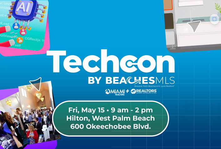 TechCon 2026 powered by BeachesMLS and RWorld YPN! Friday May 15, 2026 9:00 am - 2:00 pm. Hilton West Palm Beach